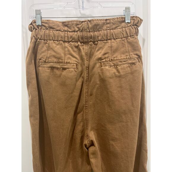 Free People Drawstring Margate Pleated Paper Bag Trouser in Cinnamon Latte Sz S - Picture 3 of 6